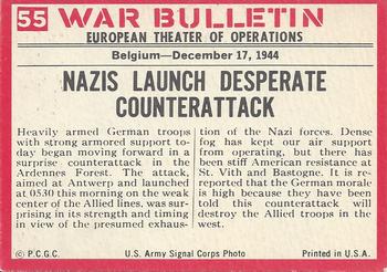 1965 Philadelphia Gum War Bulletin #55 Battle Of The Bulge Back
