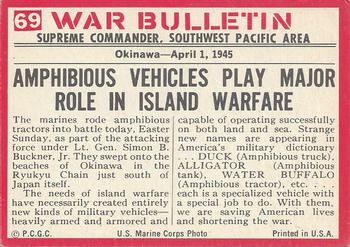 1965 Philadelphia Gum War Bulletin #69 Buffalo Roundup Back