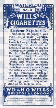 1990 Imperial 1915 Wills's Waterloo (reprint) #9 Emperor Napoleon I Back