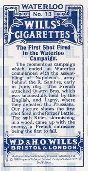 1990 Imperial 1915 Wills's Waterloo (reprint) #13 The First Shot Fired in the Waterloo Campaign Back