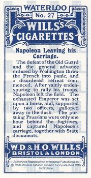 1990 Imperial 1915 Wills's Waterloo (reprint) #27 Napoloeon leaving his carriage Back
