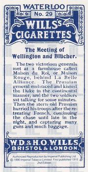 1990 Imperial 1915 Wills's Waterloo (reprint) #29 The meeting of Wellington and Blucher Back
