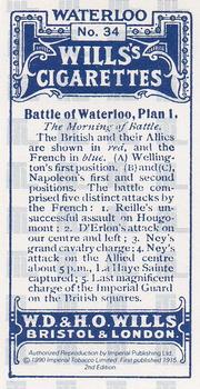 1990 Imperial 1915 Wills's Waterloo (reprint) #34 Battle of Waterloo, Plan 1 Back