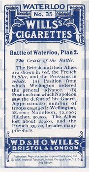 1990 Imperial 1915 Wills's Waterloo (reprint) #35 Battle of Waterloo, Plan 2 Back