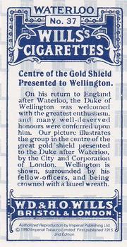 1990 Imperial 1915 Wills's Waterloo (reprint) #37 Centre of the Gold Medal presented to Wellington Back