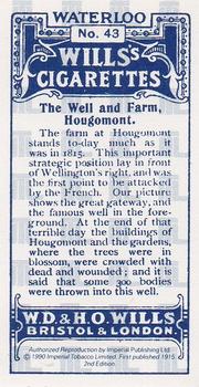 1990 Imperial 1915 Wills's Waterloo (reprint) #43 The Well and Farm, Hougomont Back