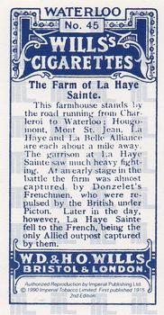1990 Imperial 1915 Wills's Waterloo (reprint) #45 The Farm at La Haye Sainte Back