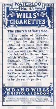 1990 Imperial 1915 Wills's Waterloo (reprint) #48 The church at Waterloo Back