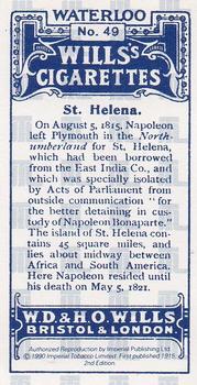 1990 Imperial 1915 Wills's Waterloo (reprint) #49 St. Helena Back