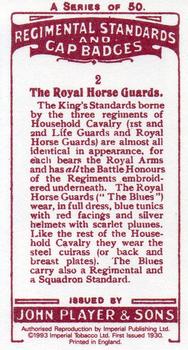 1993 Imperial Publishing Ltd Regimental Standards and Cap Badges #2 The Royal Horse Guards Back