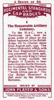 1993 Imperial Publishing Ltd Regimental Standards and Cap Badges #4 The Honourable Artillery Company Back