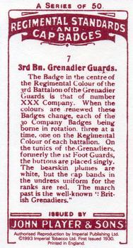 1993 Imperial Publishing Ltd Regimental Standards and Cap Badges #7 3rd Bn. Grenadier Guards Back