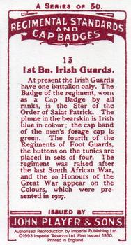 1993 Imperial Publishing Ltd Regimental Standards and Cap Badges #13 1st Bn. Irish Guards Back