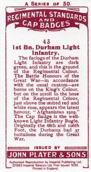 1993 Imperial Publishing Ltd Regimental Standards and Cap Badges #43 1st Bn. Durham Light Infantry Back
