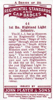 1993 Imperial Publishing Ltd Regimental Standards and Cap Badges #44 1st Bn. Highland Light Infantry Back