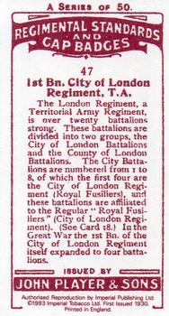 1993 Imperial Publishing Ltd Regimental Standards and Cap Badges #47 1st Bn. City of London Regiment, T.A. Back