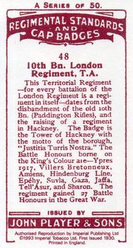 1993 Imperial Publishing Ltd Regimental Standards and Cap Badges #48 10th Bn. London Regiment, T.A. Back