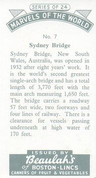 1954 Beaulah's Marvels of the World #7 Sydney Bridge Back