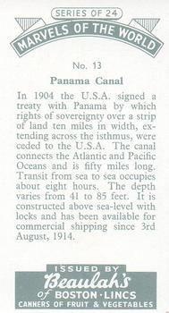 1954 Beaulah's Marvels of the World #13 Panama Canal Back
