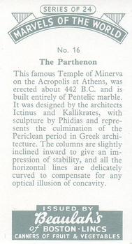 1954 Beaulah's Marvels of the World #16 The Parthenon Back