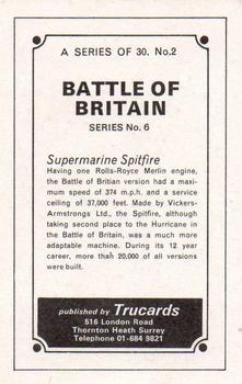 1970 Trucards Battle of Britain #2 Supermarine Spitfire Back