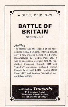 1970 Trucards Battle of Britain #27 Halifax Back