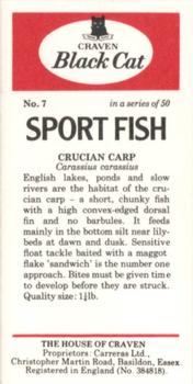 1978 Craven Black Cat Sport Fish #7 Crucian Carp Back