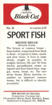 1978 Craven Black Cat Sport Fish #10 Bronze Bream Back