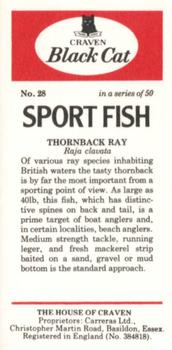 1978 Craven Black Cat Sport Fish #28 Thornback Ray Back