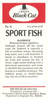 1978 Craven Black Cat Sport Fish #31 Haddock Back
