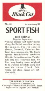 1978 Craven Black Cat Sport Fish #32 Red Bream Back
