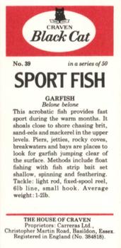 1978 Craven Black Cat Sport Fish #39 Garfish Back