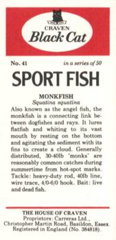 1978 Craven Black Cat Sport Fish #41 Monkfish Back