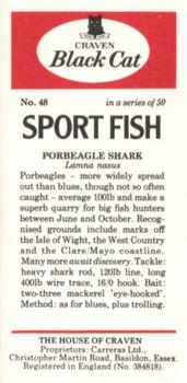 1978 Craven Black Cat Sport Fish #48 Porbeagle Shark Back