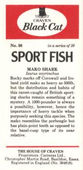 1978 Craven Black Cat Sport Fish #50 Mako Shark Back
