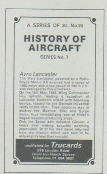 1970 Trucards History of Aircraft #24 Avro Lancaster Back