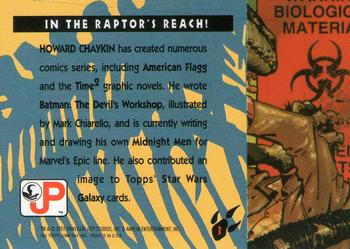 1993 Topps Jurassic Park Gold - Art #3 In the Raptor's Reach! Back