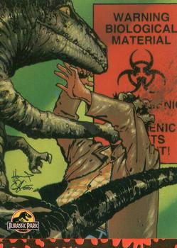 1993 Topps Jurassic Park Gold - Art #3 In the Raptor's Reach! Front