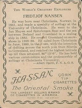 1910 Hassan The World's Greatest Explorers (T118) #NNO Fridtjof Nansen Back