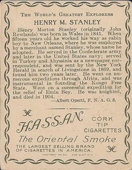 1910 Hassan The World's Greatest Explorers (T118) #NNO Henry M. Stanley Back