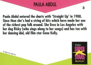 1991 Pro Set SuperStars MusiCards (UK Edition) #3 Paula Abdul Back