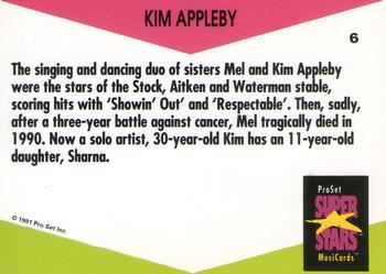 1991 Pro Set SuperStars MusiCards (UK Edition) #6 Kim Appleby Back
