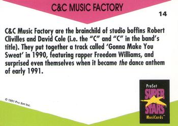 1991 Pro Set SuperStars MusiCards (UK Edition) #14 C&C Music Factory Back