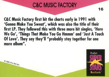 1991 Pro Set SuperStars MusiCards (UK Edition) #16 C&C Music Factory Back