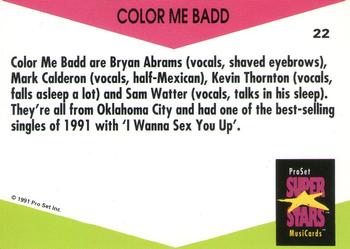 1991 Pro Set SuperStars MusiCards (UK Edition) #22 Color Me Badd Back