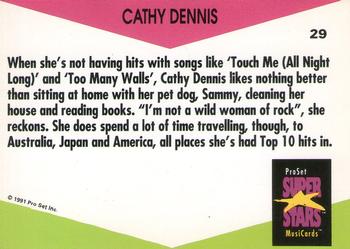 1991 Pro Set SuperStars MusiCards (UK Edition) #29 Cathy Dennis Back