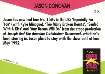 1991 Pro Set SuperStars MusiCards (UK Edition) #35 Jason Donovan Back