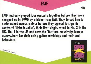 1991 Pro Set SuperStars MusiCards (UK Edition) #40 EMF Back