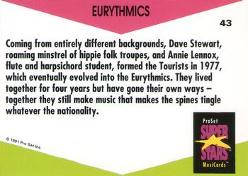 1991 Pro Set SuperStars MusiCards (UK Edition) #43 Eurythmics Back