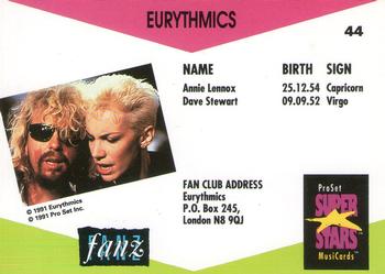1991 Pro Set SuperStars MusiCards (UK Edition) #44 Eurythmics Back